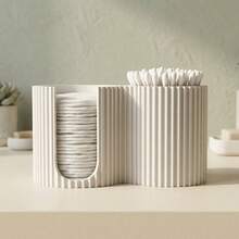 Coffee Storage Box, Multi-Purpose Storage Box, Suitable For Kitchen, Bathroom, Living Room, Minimalist Striped Makeup Storage Box, Creative Cotton Swab & Cotton Pad Integrated Holder, 2-In-1 Bathroom Cotton Swab Box, Sink Countertop Tidy Decor, Bedroom Vanity High-Value Decoration - Multicolor - View 2