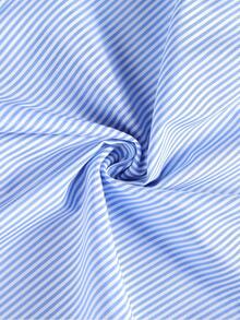 Plus Size Women's Elegant Striped Wide Leg Pants, High Waist Straight Leg Loose Casual Long Pants - Blue - View 7