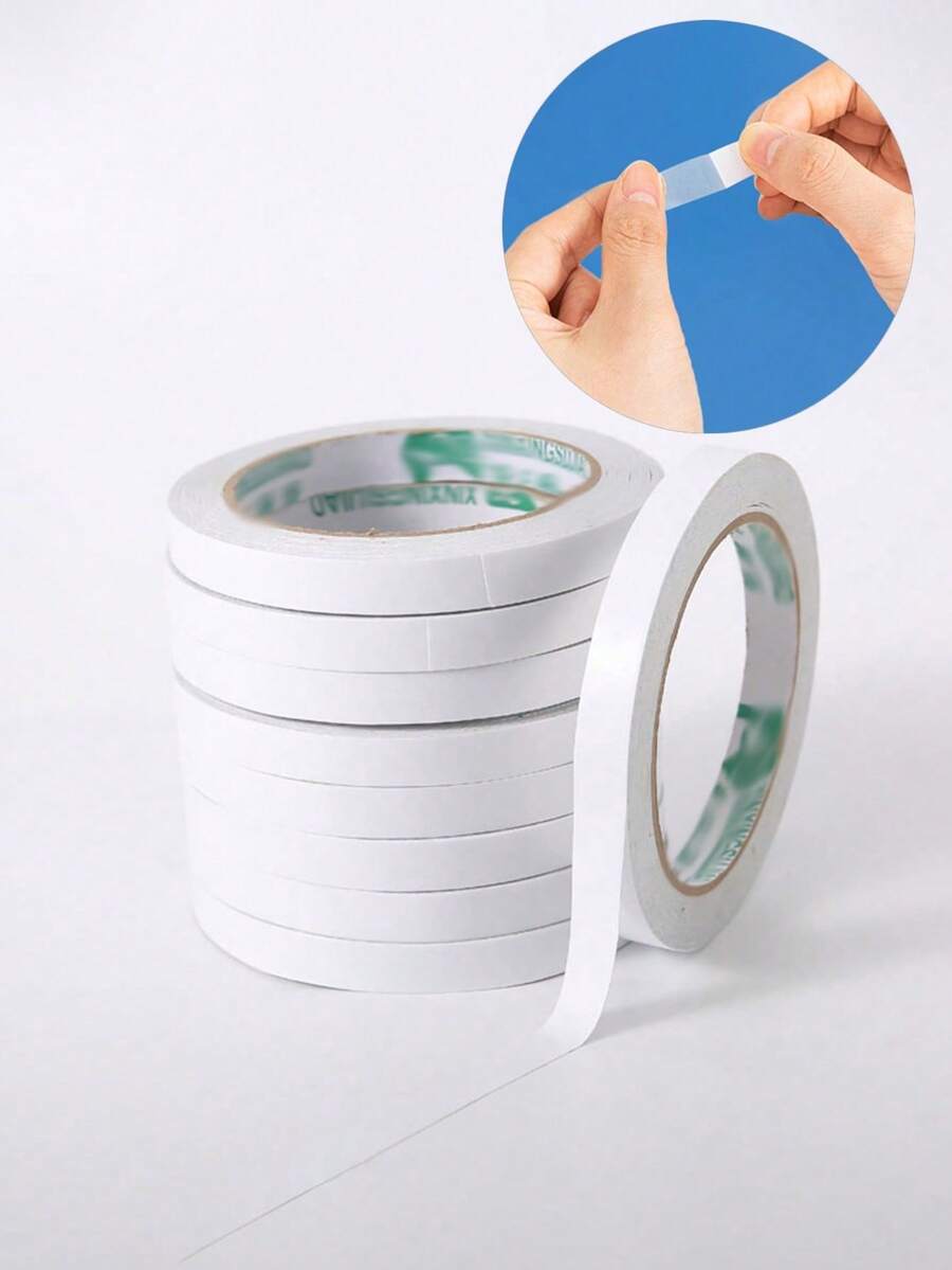 5 Rolls Double-Sided Tape, Suitable For Crafts, Arts, Scrapbooking, Photography, Gift Boxes, Scrapbooking, Card Making, Paper Backing, Hand Tearable, Suitable For Office And Student Use (Width 5mm)