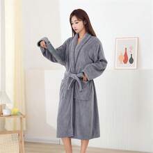 Ultra Soft Coral Fleece Bathrobe - Quick Dry, No Shedding And Breathable | Unisex | Modern Design - Solid Color Bathrobe - View 11