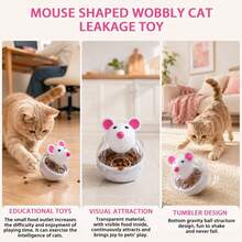 Mouse-Shaped Cat Treat Dispenser Toy, Interactive Rolling Food Puzzle Feeder, Suitable For Cats And Small Dogs, Enrichment Toy To Stimulate Pet's Sense Of Smell, Indoor Pet Slow Feeding Game - Multicolor - View 5