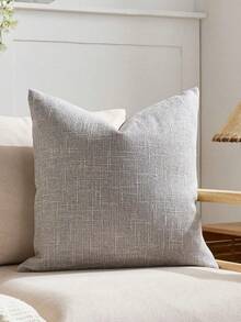 1pc (Pillow Insert Not Included) Multi-Color Textured Throw Pillow Cover, Modern Farmhouse Faux Linen Texture Cushion Cover, Suitable For Bedroom, Dining Room, Bed, Sofa, Car, Decorative Pillow Case, All Season - Grey - View 1