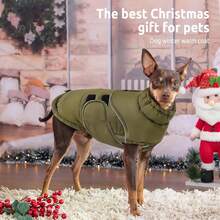 Dog Warm Winter Jacket, Windproof Pet Jacket (With Leash Hole) | Winter Jacket, Thick & Warm, Waterproof Dog Coat With Reflective Strip, Suitable For Cold Weather - Green - View 7