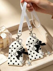 Pvc Cute Polka Lanyard Card Holder With Stylish Bow Keychain,Student Id/Transit Card Holder, Suitable For Office Workers And Students,Holiday Gift - Multicolor - View 1