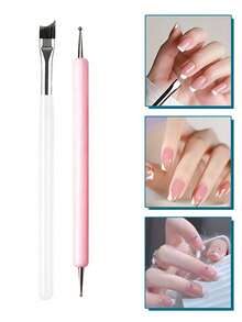 1/2/3pcs French Tip Nail Art Brush Set, Angled Crescent Flat, Half Moon Shaped Precision Painting Tools For French Manicure, Gel Polish Gradient Outline Detail Work, Striping Drawing Pens For Thin Lines And Fine Details,Fall,Nail Supplies,Halloween - Multicolor - View 6