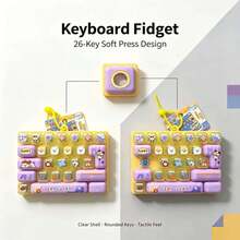 Mainan Pereda Stres Keyboard Mekanik 26 Tombol, Mainan Gelisah Sensorik Taktil Portabel, Rakitan Tombol yang Dapat Disesuaikan - kancing ungu muda - View 9