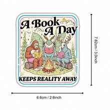 3In" 1PC A Book A Day Keeps Reality Away Funny Cryptid Book Club Design Bookish Digital Download Graphic For Laptops Kindles Notebooks Planner Journals Diy Crafts Makers Readers Creatives Cozy Chaos Reading Decal - Multicolor - View 9