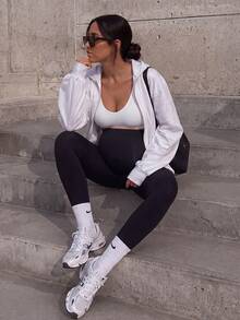 Women's Solid Color High Elasticity Maternity Leggings With Abdominal Support - Black - View 9