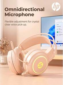HP H100 Professional Gaming Headset Immersive Sound Effect High-Definition Noise Canceling Microphone Multi-Color RGB Lighting Adaptive Headband Music/Gaming Dual Mode Compatible With PC And Phone Optional Cute Cat Ear Accessory - View 8