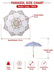 1pc Lace Umbrella, Crochet Lace Umbrella, Sun Protection Umbrella, Hollow Out Decor Umbrella, Wedding Celebration Photography Prop - Multicolor - View 5