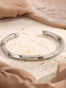 1pc Men's Summer Mobius Twisted Open Adjustable Stainless Steel Bracelet, Waterproof And Fade-Resistant, Suitable For Daily Wear, Mother's Day Gift - Mobius Bracelet - View 2