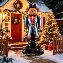 1pc Bear Soldier Shaped Balloon With Base, Suitable For Christmas Party Decoration, Christmas Home Party Indoor/Outdoor Decoration Balloon Prop - View 4