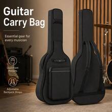 41-Inch Waterproof Acoustic Guitar Bag, Adjustable Backpack Straps, Gig Bag With Rear Hook, Suitable For Acoustic/Classical Guitar, Ukulele, Bass Guitar - Multicolor - View 11