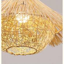 1pc Rustic Handmade Straw Hut Shaped Wicker Bamboo Lampshade, For E26 Bulb Pendant Light DIY Installation Or Decorative Lampshade Renovation - Size - View 3