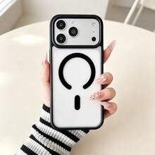 Luxury Matte Wireless Charging Shockproof Phone Case, Compatible With Apple 18/17/16/15/14/13/12/11 Pro Max S21 22 23 24 25 Plus 25 Ultra, With Semi-Transparent Armor Protective Cover - Black - View 12