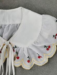 1pc Women's White Delicate Water-Soluble Embroidered Lace Solid Color Bohemian Polyester Fashion Base Layer Top Spring Autumn Winter Fashion Fake Collar - White 2 - View 6