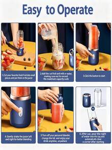 Gelas Juicer Portabel Nirkabel Kapasitas 400ml, Desain Tutup Ganda, Pisau Baja Tahan Karat 21000RPM, Sensor Keamanan Mati Otomatis, Mulai Sekali Sentuh, Material Berkualitas, Pengisian Daya USB, Cocok untuk Gym, Kantor, Aktivitas Luar Ruangan, dan Minuman Jus Segar Sehari-hari - MultiWarna - View 6