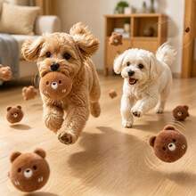 Cute Bear Pet Interactive Bouncing Sound Toy Ball, Dog And Cat Play Boredom Relief Companion Toy, Sound-Attracting For Dogs And Cats, Durable Bite-Resistant Material, Slow Rebound Pet Companion Play Toy - Brown - View 8