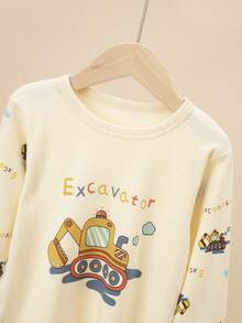 5 Sets Send 1 Set Random Boys Cartoon Pure Cotton Underwear Set Cute Print Medium Thick Long Sleeve Long Pants Loungewear Set Print Autumn Top And Bottom - Multicolor - View 3