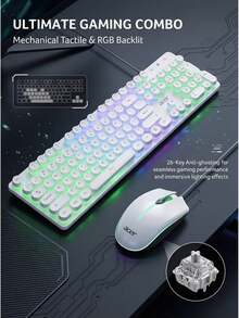 Acer Kombo Keyboard dan Mouse Berkabel OCC205 - Keyboard dan Mouse Mekanik dengan Tutup Tombol Bulat Bergaya Punk - Pencahayaan Pernapasan Pelangi - Rollover 26 Tombol - Cocok untuk PC/Laptop - Versi Bercahaya - View 6