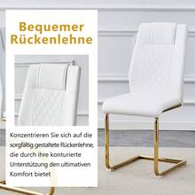 4-Piece Dining Chair Set / Minimalist Style Dining Chair / 120 Kg Load Capacity / Ergonomic / Easy Assembly / Non-Slip Rubber Feet / Suitable For Restaurant, Apartment / White + Gold - 白色+金色 - 查看 4