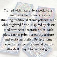 Vintage Bohemian Style Geometric Pattern Embossed Textured Square Red Clay Ceramic Fridge Magnet, Suitable For Home Decor, Refrigerator Magnet And Holiday Birthday Gift - Square Fridge Magnet - View 8
