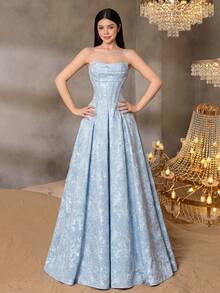 ALISA&LEO Charming Heart-Neckline Embroidered Ball Gown, Suitable For Teenagers, With Boned Bodice And Lace-Up Back Design, Perfect For Banquets, Events, Celebrations And Parties - Baby Blue - View 4