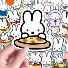 80pcs Fashionable And Cute Miffy Rabbit Waterproof Sticker, Cartoon Rabbit Aesthetic Removable Sticker Suitable For Laptops, Water Bottles, Luggage, Skateboards, Phone Cases, Laptop Decoration, Perfect Birthday Gift, Small Surprise - Multicolor - View 3
