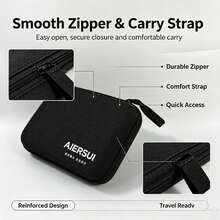 Hard Shell EVA Travel Electronic Organizer Bag With Inner Mesh Pocket, Portable Shockproof Carry Case, Fit For Smartphone, USB Charging Cables, - Black - View 3