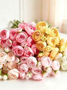 Realistic Artificial Peony Flower Home Indoor Decor Wedding Photography Prop Bouquet - Multicolor - View 2
