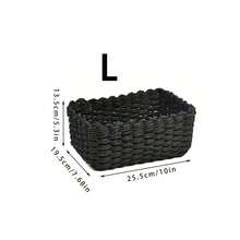 1pc/3pcs Handwoven Paper Rope Storage Basket Set, For Home Organization & Storage, Suitable For Living Room, Bedroom, Cabinet, Office, Home Decoration, Farmhouse Decor (Small + Medium + Large), Shelf Baskets, & Valentine's Day Decoration - Black - View 12