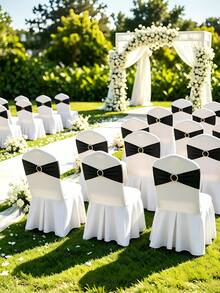50PCS Elastic Chair Bowknot Chair Covers With Buckle Slider, Suitable For Wedding, Party, Reception, Ceremony, Banquet Decoration, Applicable To Different Themes, Enhancing Decoration For Wedding, Graduation, Party, Engagement, Baby Shower, Banquet, Business Exhibition And Other Special Events - Multicolor - View 9