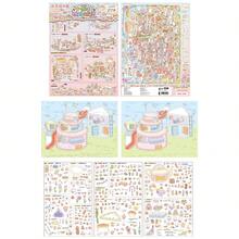 3D Stereoscopic Fun Scene Stickers, 3 Sheets Sticker Material + 1 Scene Card + 1 Effect Image/Pack, Oversized 33.9*25.2cm, Scrapbook Stickers, Suitable For Gifts, Office, Home, Classroom, Entertainment Toys, Student Scrapbook - A - View 12