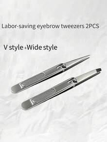 2/1pc Effortless Eyebrow Tweezers, Thickened Stainless Steel Material, Upgraded Non-Slip Handle And Rivet Lever Design, Easy To Pluck, Suitable For Eyebrows And Beard - View 2