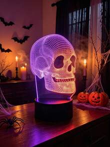 Skull-Shaped 3D LED Desk Lamp - USB Powered, Energy-Efficient Night Light For Bedroom & Study, Perfect Halloween Decor And Gift - Skull - View 5