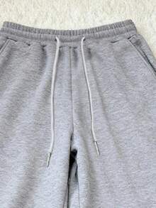 Men's Streetwear Loose Fit Sweatpants, Suitable For Casual Daily Wear, Elastic Waistband With Drawstring Closure - Grey - View 8