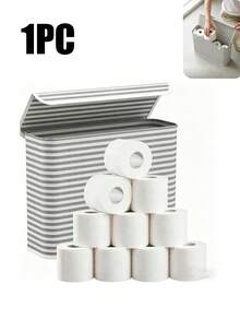 22L Toilet Paper Storage Rack, Multifunctional Tissue Holder, Bathroom Accessory, Foldable Covered Towel Storage Basket, Independent Bathroom Tissue Storage And Organization, Suitable For Home, Bathroom, And Organization, Ideal Storage Container - Multicolor - View 17