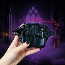 Halloween Punk Gothic Bat Wing Multi Purpose Data Cable Storage Bag,Wallet, 4 Zipper Layers Ultra Slim Portable Coin Purse, Multi-Pocket Small Storage Pouch, Lightweight Pocket Bag For Cards Coins Keys, Fashion Daily Carry Accessory ,Halloween Gift - Dark 3D Bat Wing Storage Bag Series - View 14