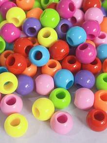50pcs Acrylic Large Hole Round Solid Color Beads DIY Bracelet Necklace Phone Chain Pendant Tassel Dreamcatcher Jewelry Accessories - Multicolor - View 8