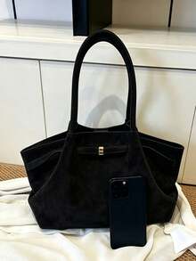 Nicekee Simple And High-End Shoulder Tote Bag With Exquisite Square Buckle Decoration, Suitable For Commuting To Work, Daily Shopping And Travel - Black - View 12