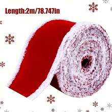 Red & Green Velvet Christmas Ribbon Roll (6cm Wide); Handmade; Suitable For Holiday Decoration, Christmas Tree Ornaments, Gift Wrapping, Floral Arrangement And Wreath Making - Multicolor - View 11