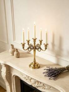 5‑Arm Gold Metal Candelabra Vintage Ornate Candle Holder No Candles Included Tabletop Centerpiece Decor For Dining Wedding Party Mantel Home Ornament Housewarming Gift - Multiple Styles - View 7