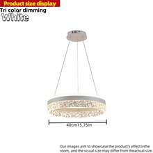 Round Ring Crystal LED Pendant Light, Modern Circular Pendant Lamp, Dimmable 3-Color Light, Adjustable Hanging Cable, Gold Black White Optional, Suitable For Dining Room Kitchen Island Breakfast Bar Indoor Decoration Ceiling Lighting - Multicolor - View 14