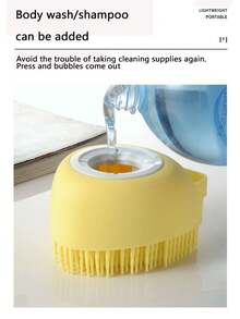 1pc Heart-Shaped Pet Bath Brush, Built-In Shampoo Dispenser, Massage Comb Design, Easy To Clean After Bathing, Compact And Portable Pet Bath Brush - Multicolor - View 8