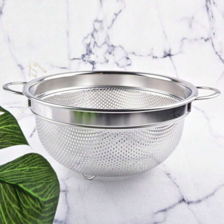 Stainless Steel Double-Ear U-Shaped Multipurpose Basket; Rustproof And Easy To Clean; Kitchen Storage; Fruit And Vegetable Draining; Tableware Placement; Bathroom Storage; Clutter Organization; Dining Table Storage; Universal For Multiple Scenes. - 21cm - View 1