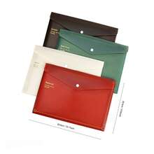 Business Snap Button A4 Vintage Document Storage Bag, Thickened Waterproof PP Envelope Bag, Office File Folder - Multicolor - View 7
