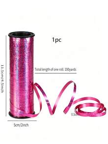 1 Roll 100 Yards Laser Metallic Color Balloon Tie Ribbon, Multi-Color Roll Laser Binding Rope, Shiny Vibrant Texture, Durable And Hard To Break, Party Balloon Binding Decoration, Gift Box Tying, Holiday Celebration Wedding Scene Handmade Decoration Ribbon - One Size - View 9