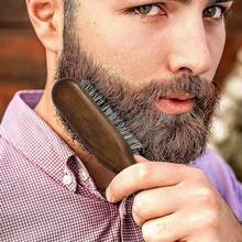 2Pcs Beard Brush & Mini Comb Set For Men, Wooden Bristle Facial Hair Brush, Portable Keychain Mustache Comb, Pocket Grooming Tool For Beard Oil, Travel Use - Brown Long-handle Beard Brush + Mini Beard Comb - View 8