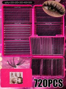 CMAYOME 600/684/708/720pcsDIY Eyelash Clusters, Baby Eyes, Anime Eyelashes, Enlarged Eyelashes For Both Eyes, Elongated Eye Tails, Suitable For Various Makeup Looks, Popular Eyelashes Small And Cheap, Suitable For Daily Use, Parties - DD - View 5