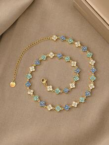 Kalung Emas 18K, Gelang Emas, Anting-anting Zirkonia Tembaga Bertekstur Serbaguna, Cocok untuk Kencan, Pesta, Hadiah, dan Pemakaian Sehari-hari - Emas - View 5